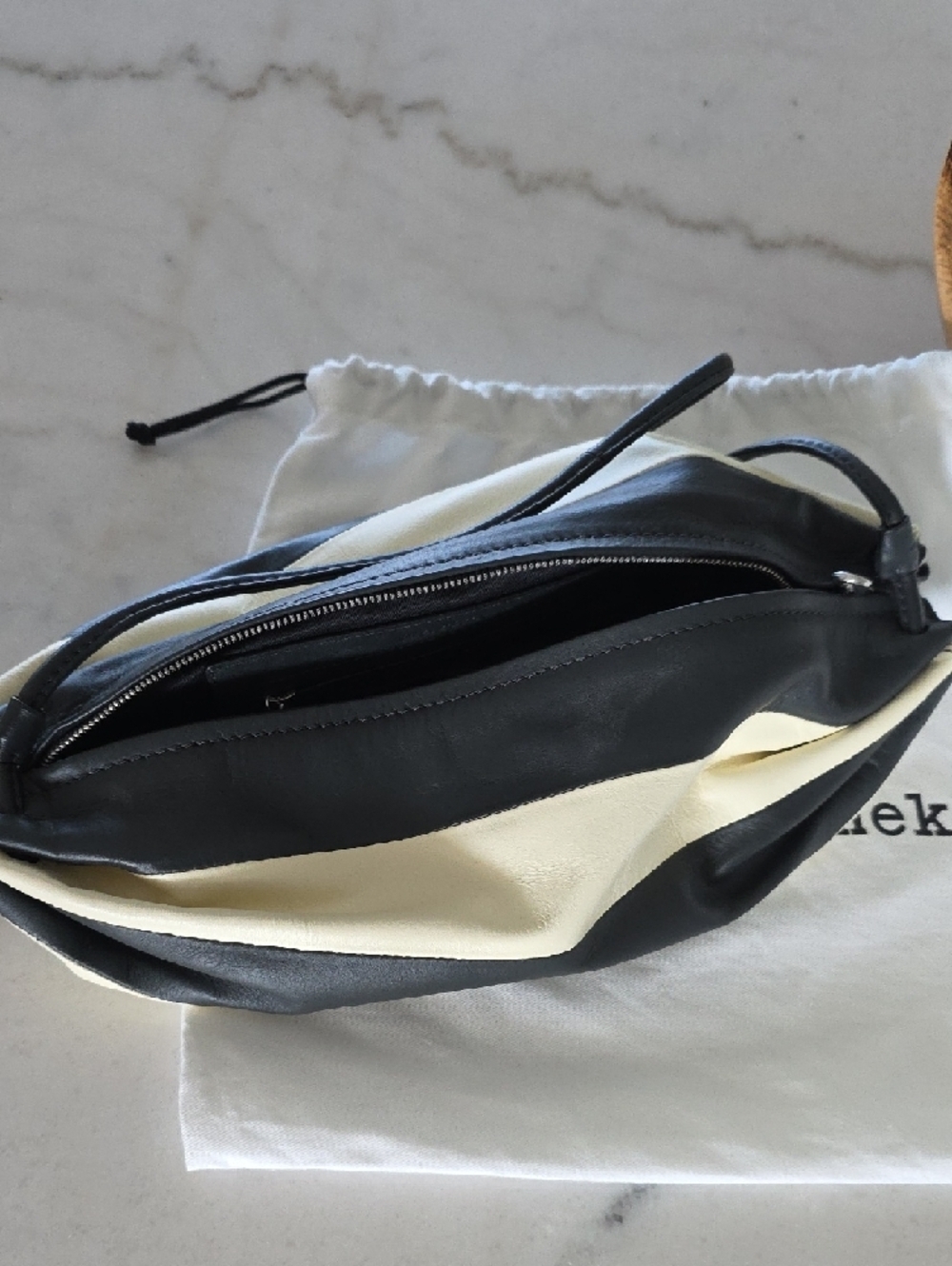 Marimekko Black and Cream Shoulder Bag with Slim Strap - Picture 2 of 8